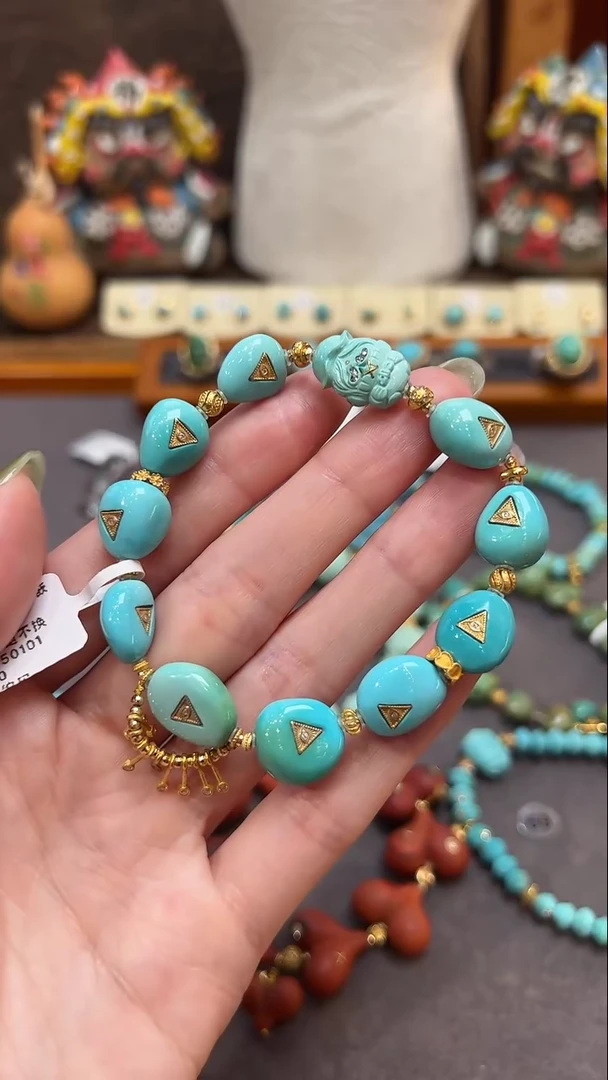 18K金镶嵌绿松石手链绿松石手链