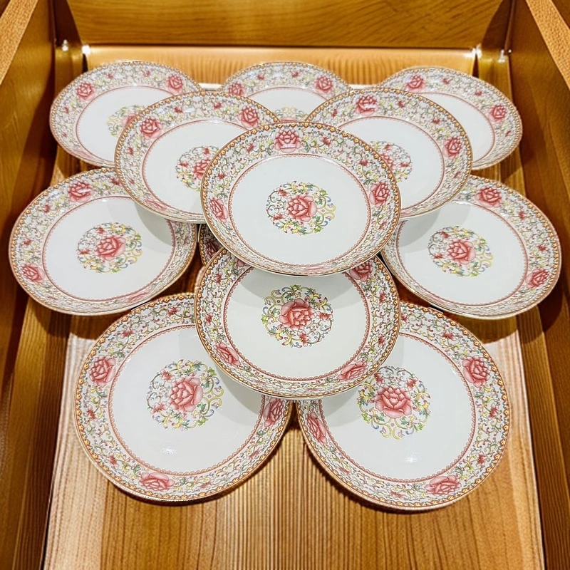 新疆包邮【景德镇陶瓷12个小饺子盘】陶瓷好看家用民族高档拉面盘子