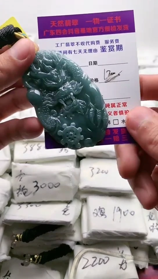 翡翠未镶嵌颈饰龙牌