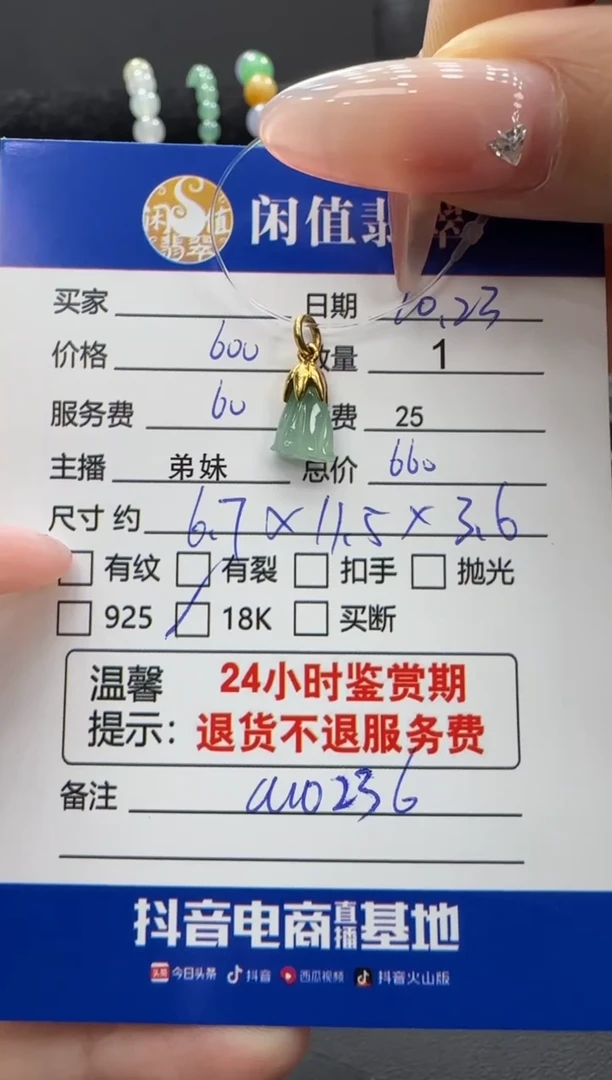 吊坠(不含链)18K金镶嵌翡翠翡翠吊坠