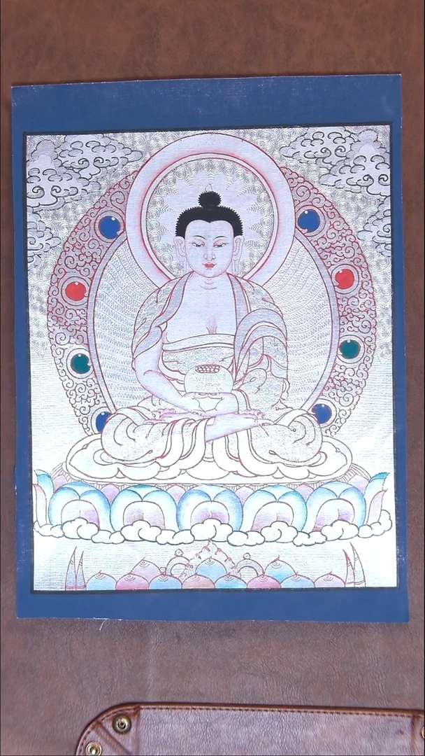 装裱画阿弥银唐桌摆手绘唐卡