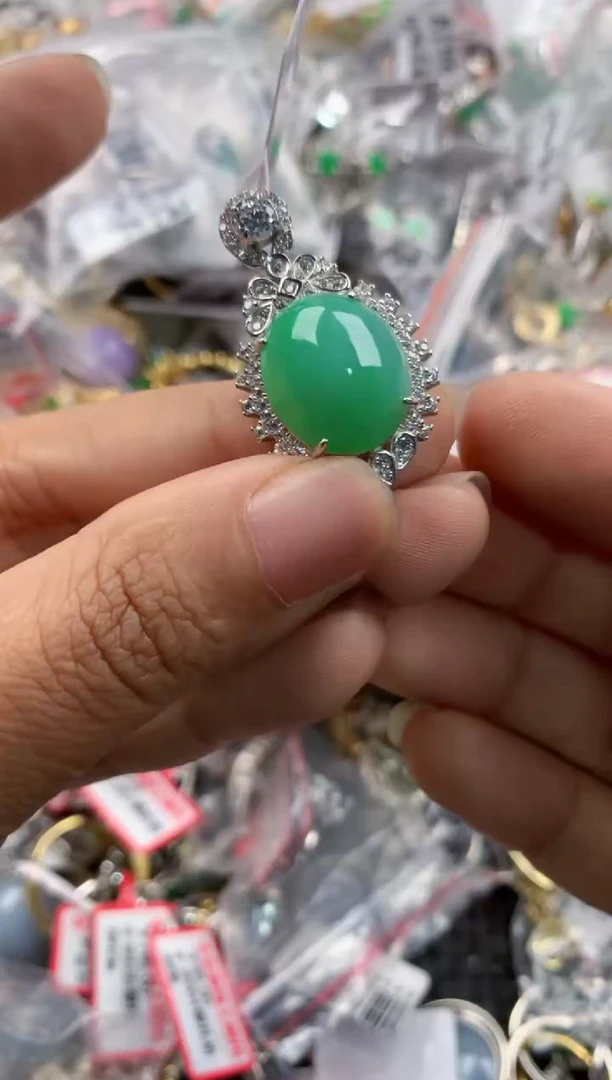 银S925镶嵌戒指翡翠555               4