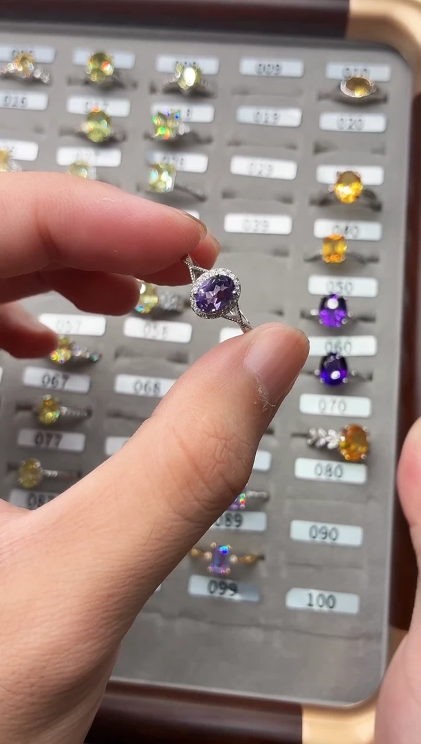 银S925镶嵌戒指紫晶111