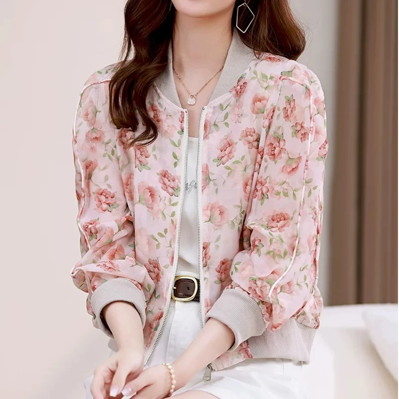 415碎花薄款棒球服女2025年夏季新款小香风气质减龄防晒衣5592
