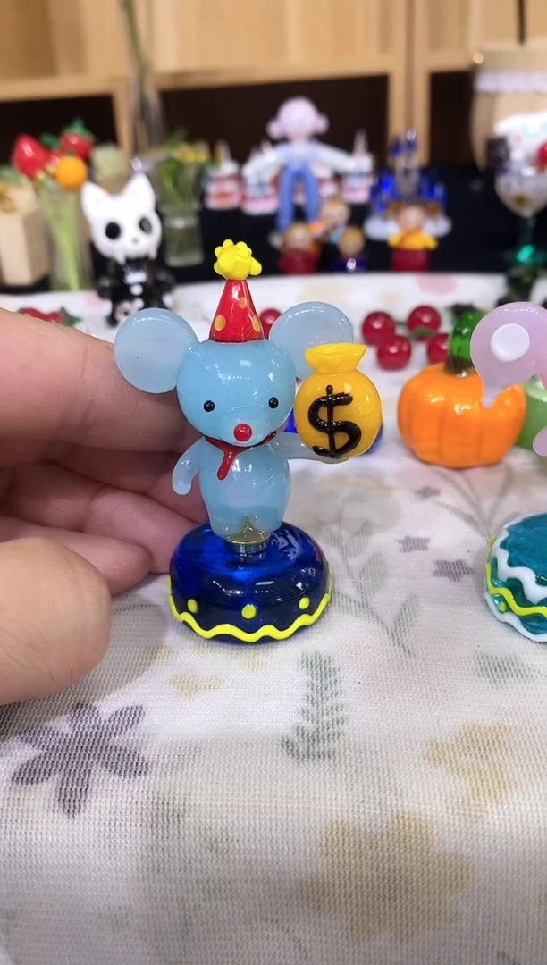 琉璃手工艺品旋转老鼠