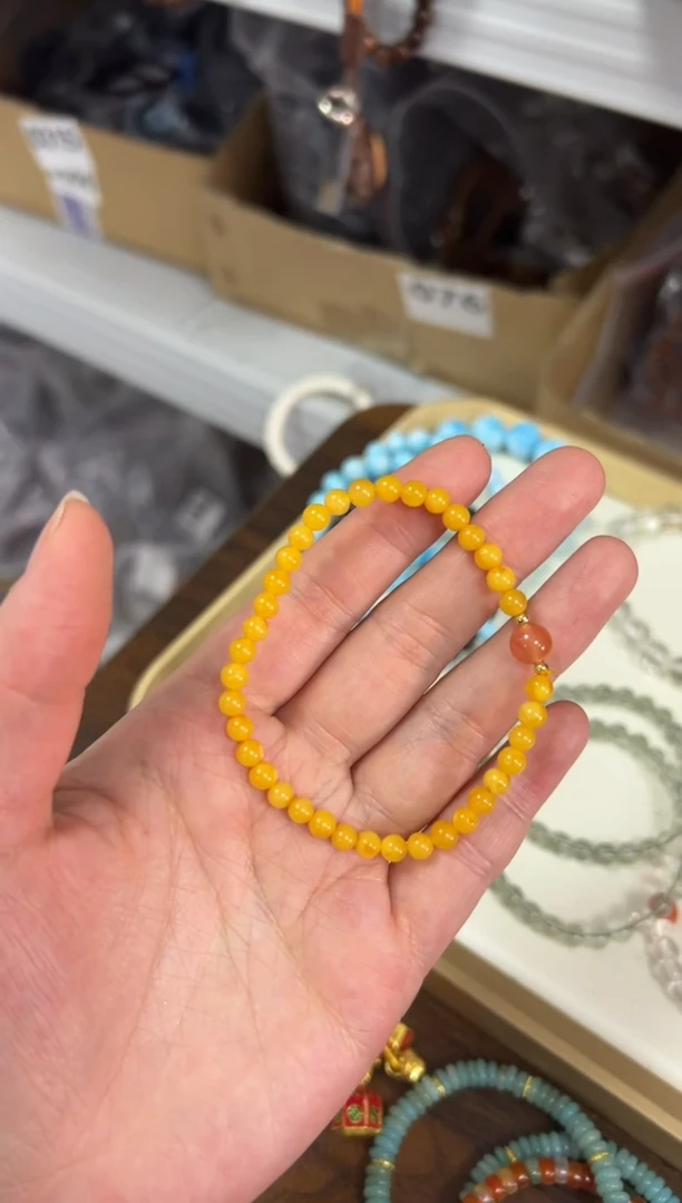 未镶嵌蜜蜡手链满蜜蜜蜡南红珠小手链[1835]