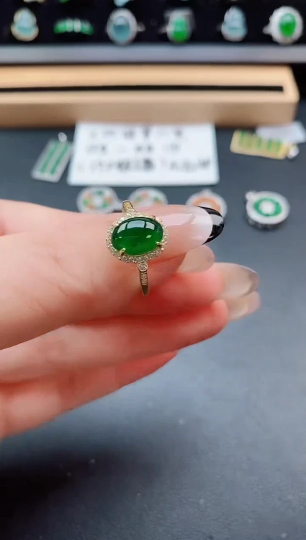 银S925镶嵌戒指翡翠1
