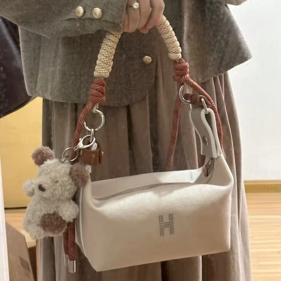 未使用 Hermes/爱马仕 蔚蓝中古/米色帆布饭盒