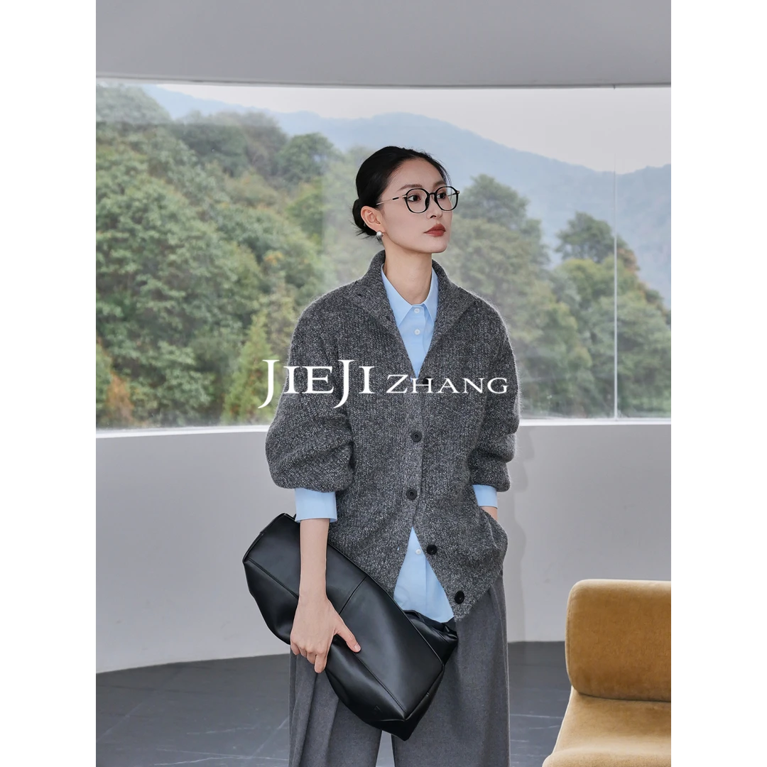 【JIEJI ZHANG】马海毛羊毛高级定制秋冬时尚百搭毛衫外套351525