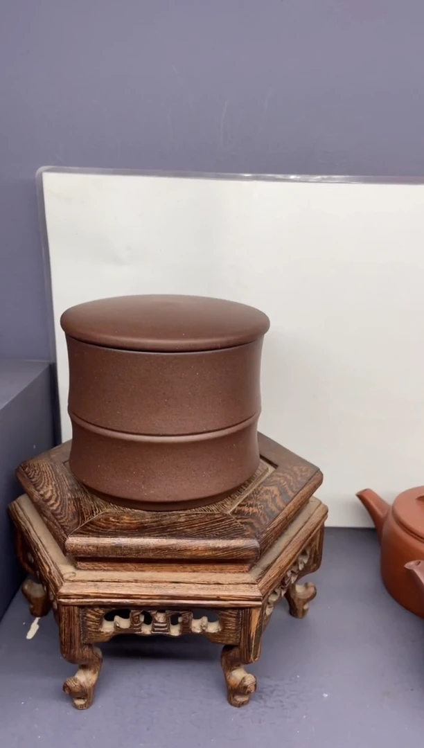 茶壶紫砂台西紫泥 竹节茶叶罐