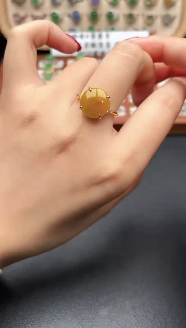 银S925镶嵌戒指翡翠一物一证一礼盒