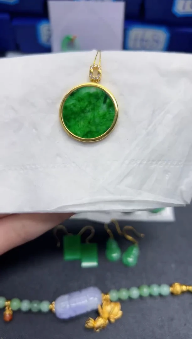 【闪购商品】翡翠颈饰银S925镶嵌Y缅料A货/支持复检/一件