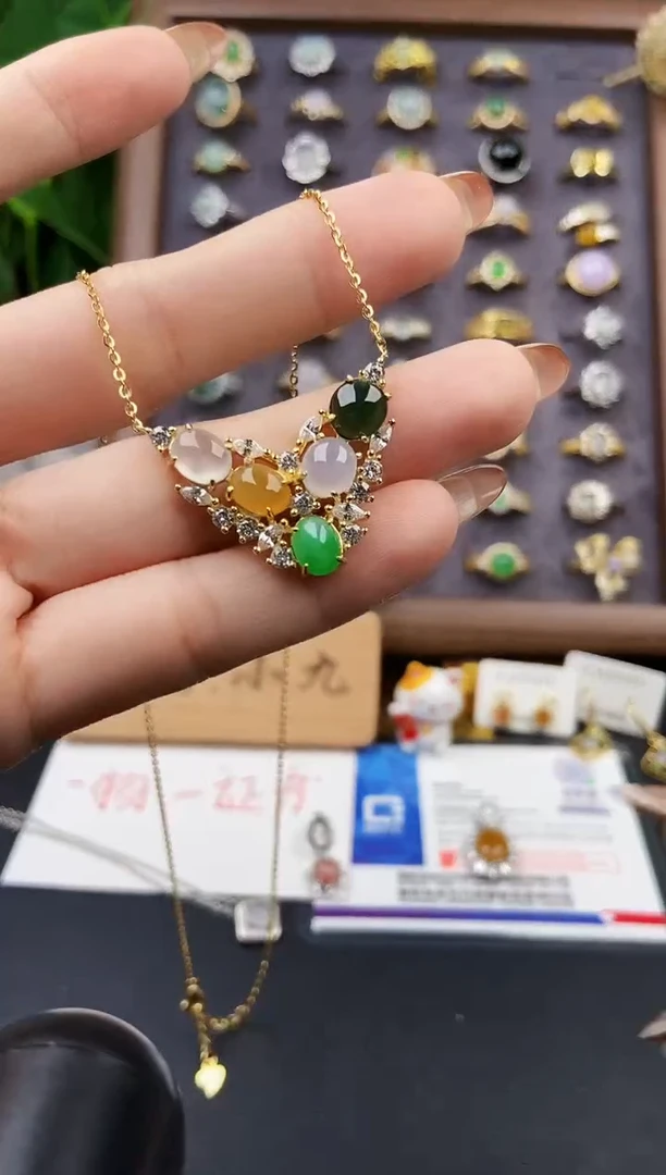 颈饰银S925镶嵌翡翠12