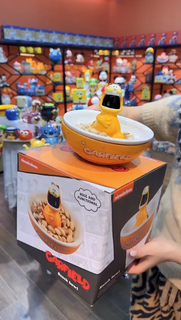 瓷片@@加菲猫陶瓷瓜子盘