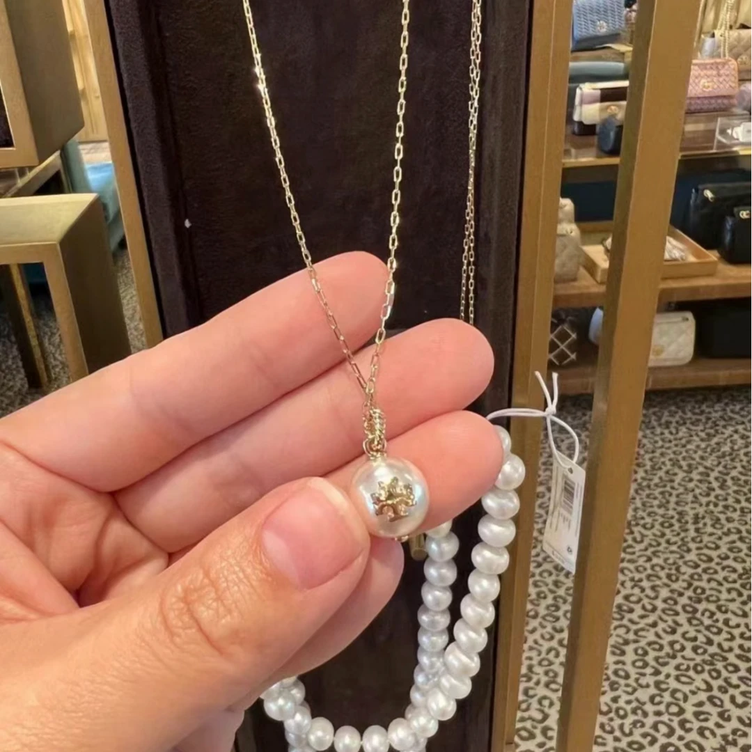 铜合金仿珍珠项链 简约白珠玫瑰金项链196133553244