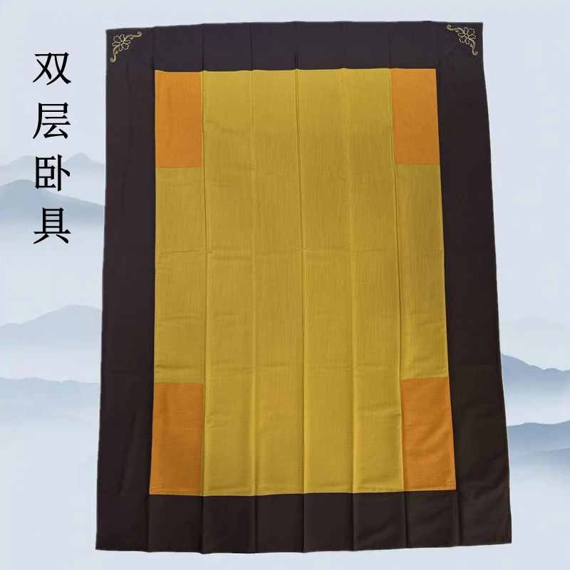 明引双层卧具咖啡色土黄色大具拜俱花具小沙弥具出家僧人用品