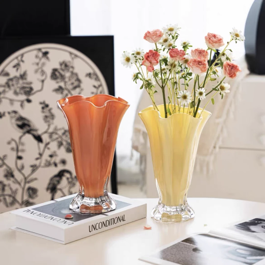 白菜花瓶 中古芬顿花瓶白菜琉璃客厅摆件高级感花器水养鲜花