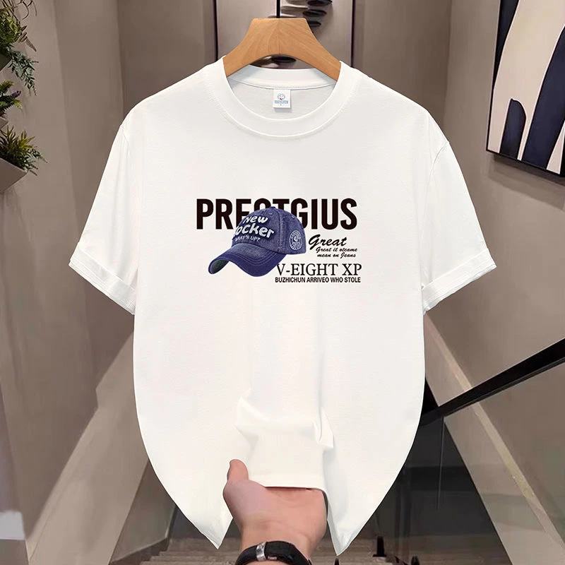 简约潮流短袖2025夏季新款男生T恤轻奢半袖宽松圆领高级感欧诺风