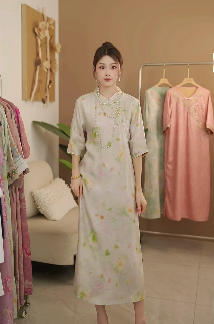 青池】中式连衣裙改良中式春夏季女装宽松连衣裙