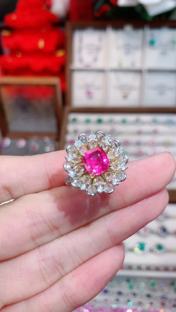 戒指彩色蓝宝石18K金镶嵌2.05ct/天然宝石/七天无理由
