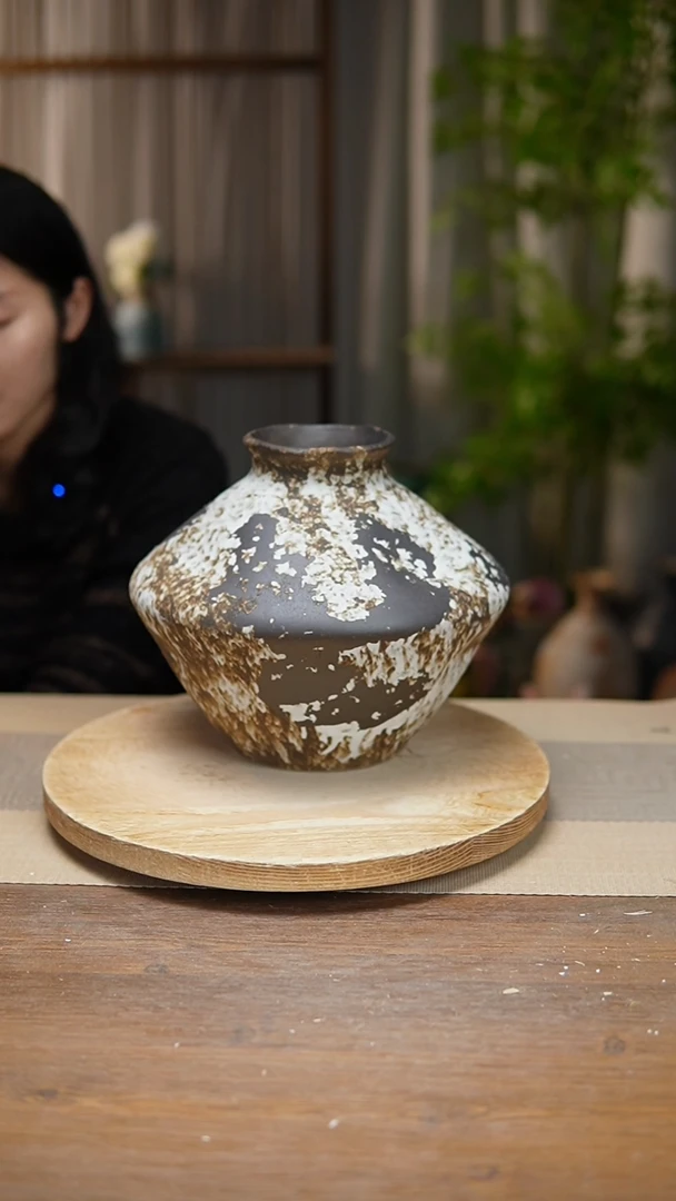 【闪购商品】陶瓷  花器诧寂黑飞碟