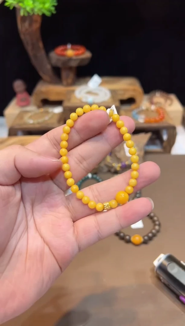 未镶嵌琥珀手链手饰@@E4256