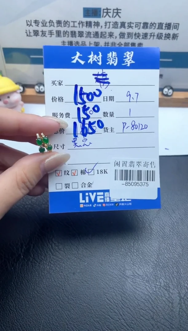 18K金镶嵌翡翠耳饰多人-85095375