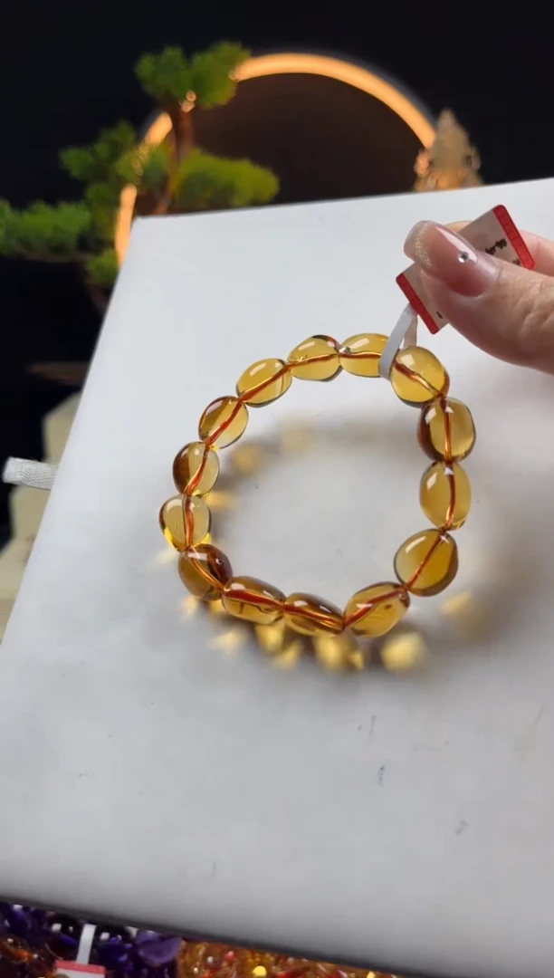 【闪购商品】黄晶手链未镶嵌天然黄水晶随形手串11mm左右