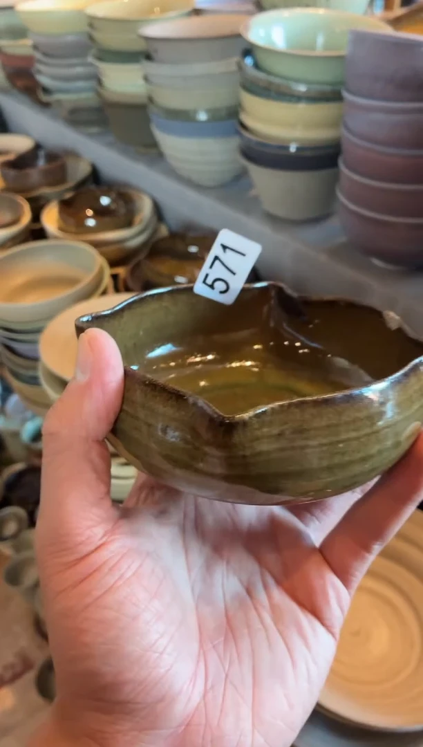 瓷片海**心571微瑕套内手工四角碗