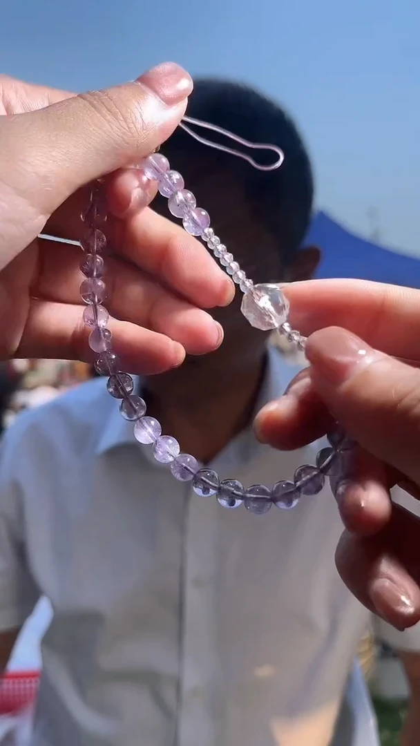 紫晶手链未镶嵌天然DIY手机链多样性发一mm