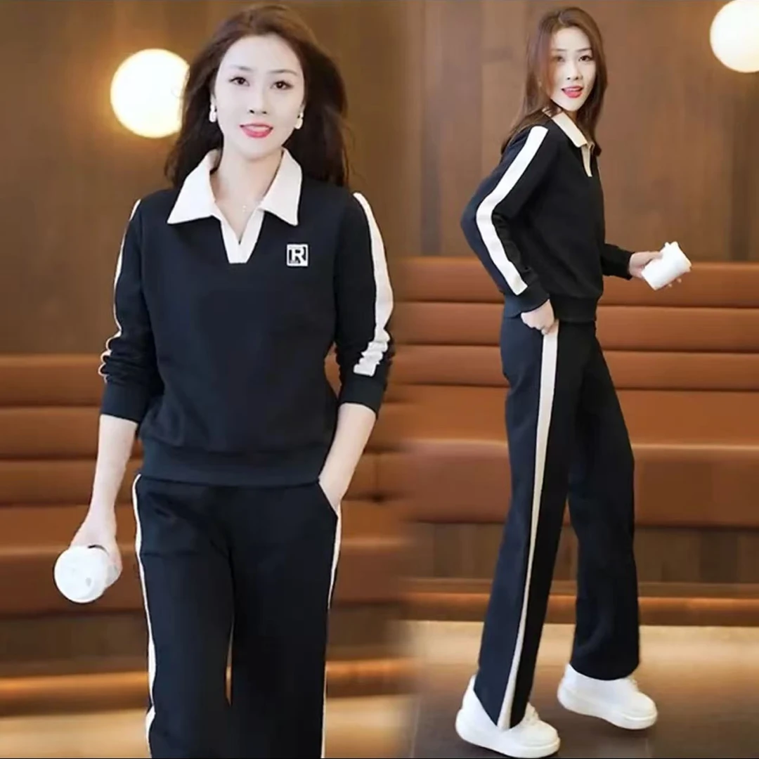 休闲运动服卫衣套装女春秋季2025年新款Polo领跑步两件套时尚长袖