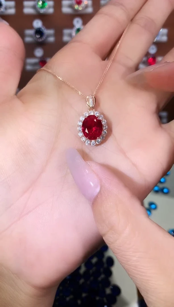 无吊坠925银鸽血红色吊坠玫瑰金911