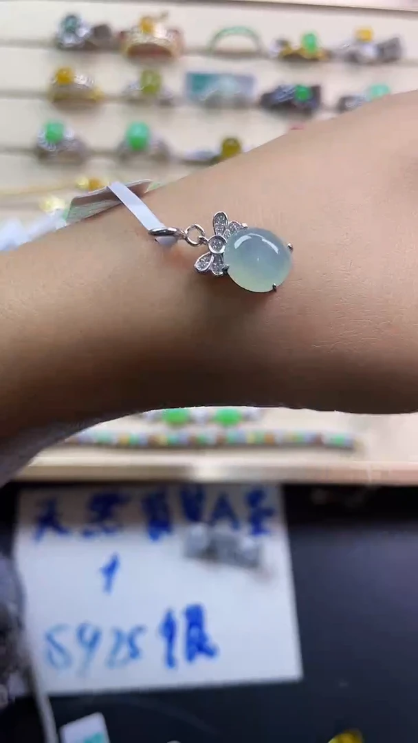 银S925镶嵌戒指翡翠翡翠 蛋面 银S925镶嵌