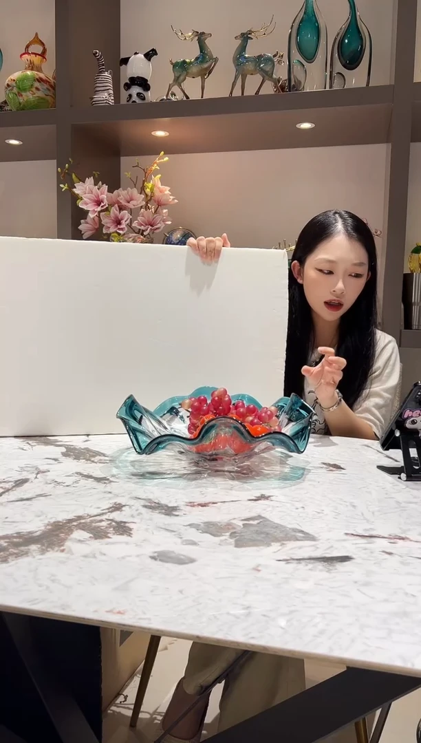 蓝色荷叶果盘 现货