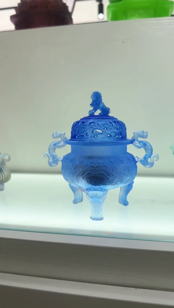 手工艺品琉璃古法琉璃香炉蓝色