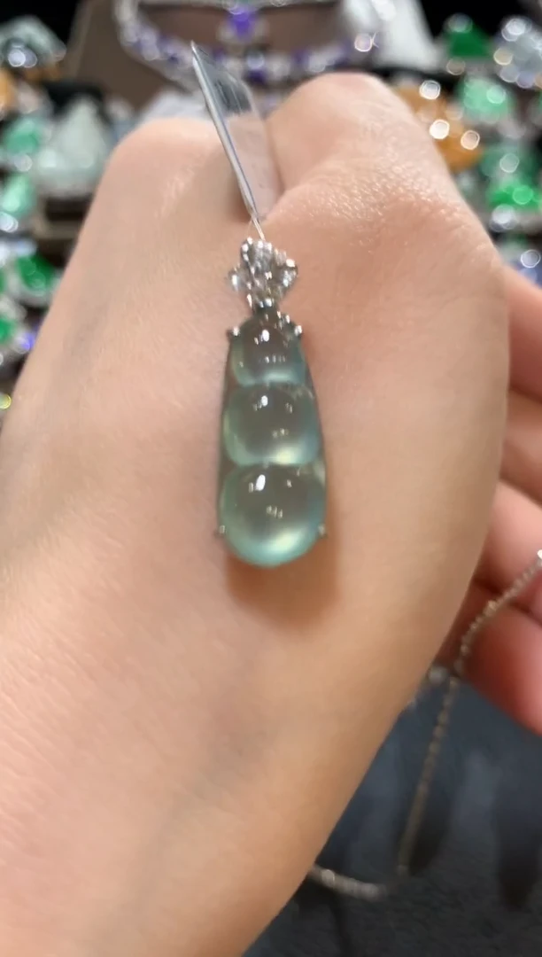 吊坠(不含链)18K金镶嵌翡翠m21