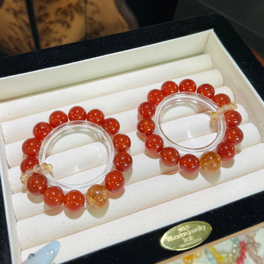 【红玛瑙】天然红玛瑙手串女款串珠原创设计颜色微差多样性发其一