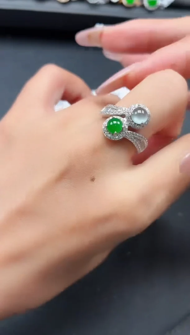 银S925镶嵌戒指翡翠111111