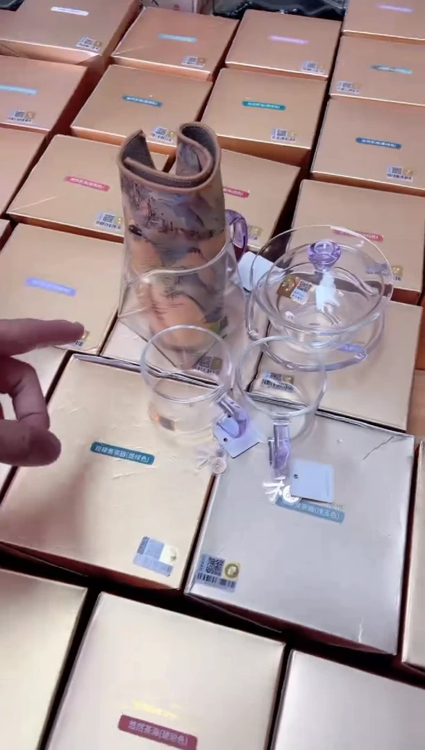 禅语盖碗浅紫+瀚然浅紫+清禾杯浅紫+茶巾