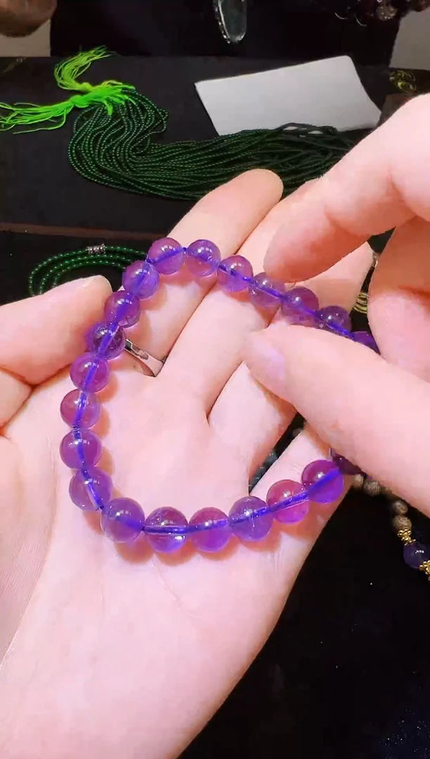 烟晶手链合金天然紫水晶手串