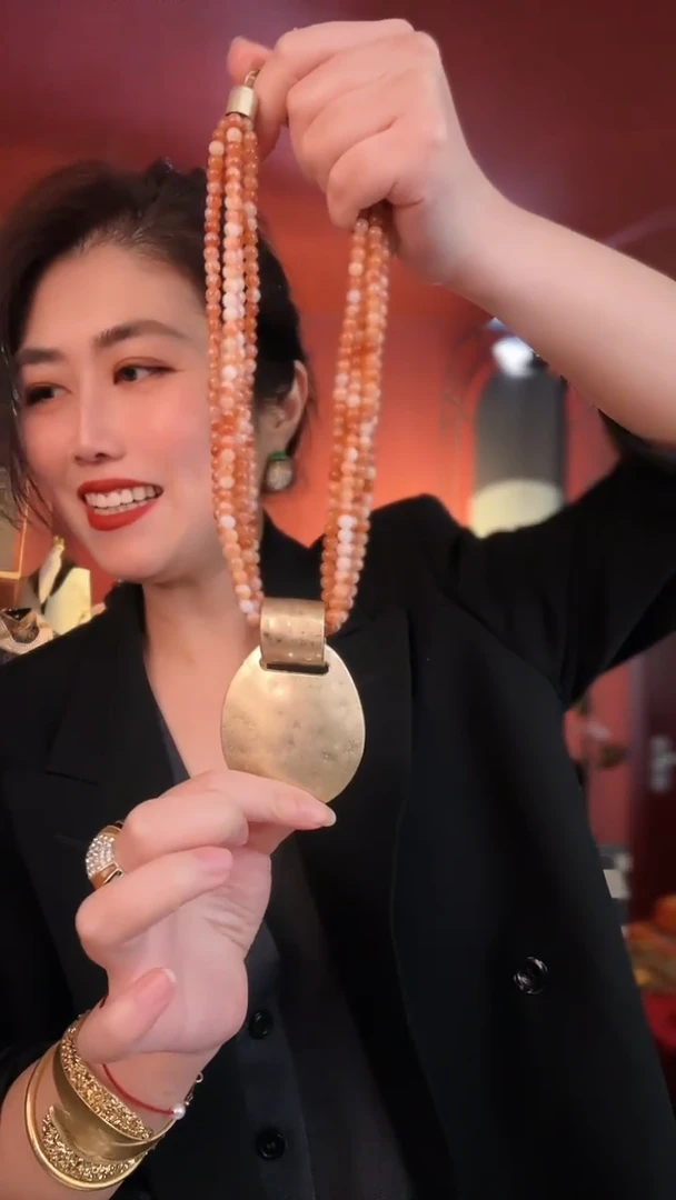 合金无合金无孤品不折腾系列橘色复古做旧多层项链微瑕不退