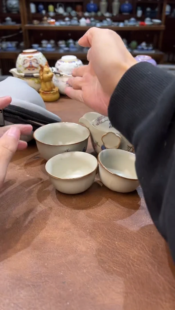 真的很便宜超好看会开片的旅行茶具