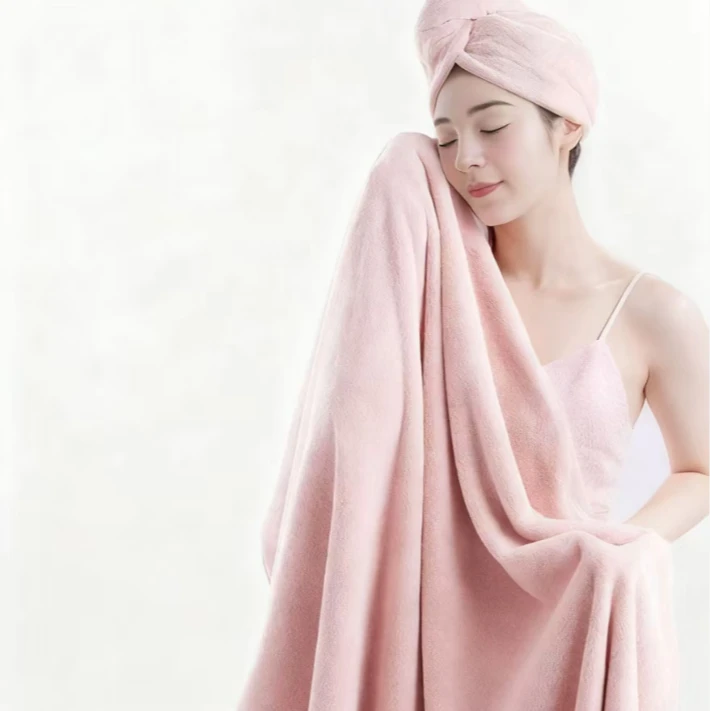 蕉品微纳米7A珊瑚绒强吸水裹巾速干柔软亲肤盖毯浴巾