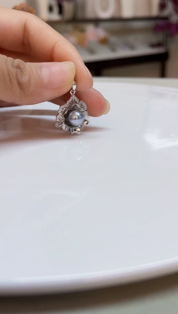 颈饰银S925镶嵌海水珍珠7mm