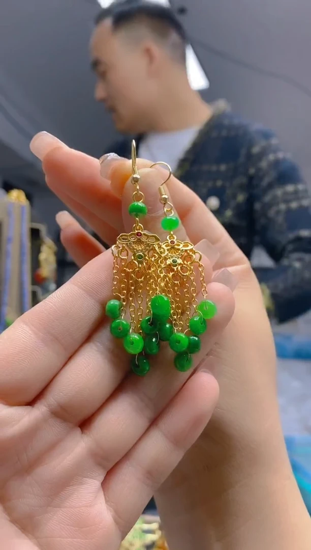 【闪购商品】翡翠耳饰合金68翡翠耳钩