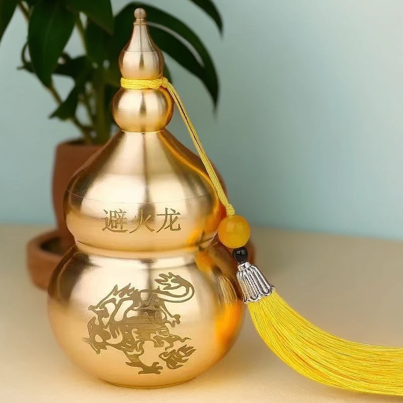 黄铜避火龙瓶葫芦厨家用复古古风摆件