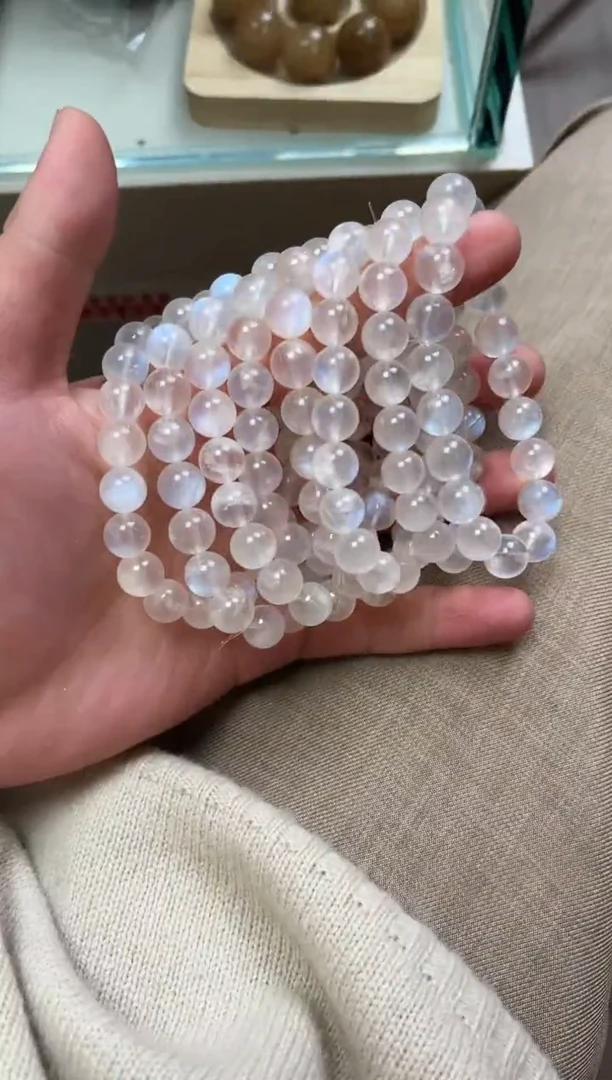 未镶嵌手链月光石10mm+蓝月光（多样性发一）