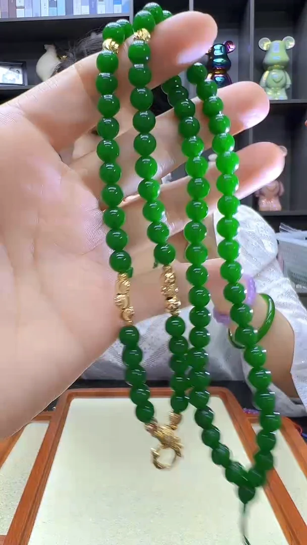 翡翠14K金镶嵌颈饰沉白diy劲饰