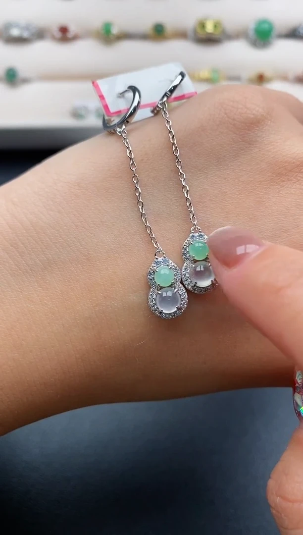 银S925镶嵌戒指翡翠天然缅甸A货翡翠22  1-7