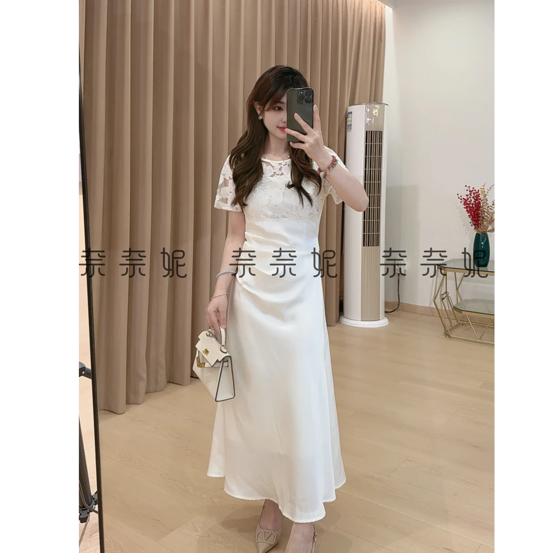 奈奈妮【月光织】连衣裙夏季轻奢气质显瘦拼接设计感63273